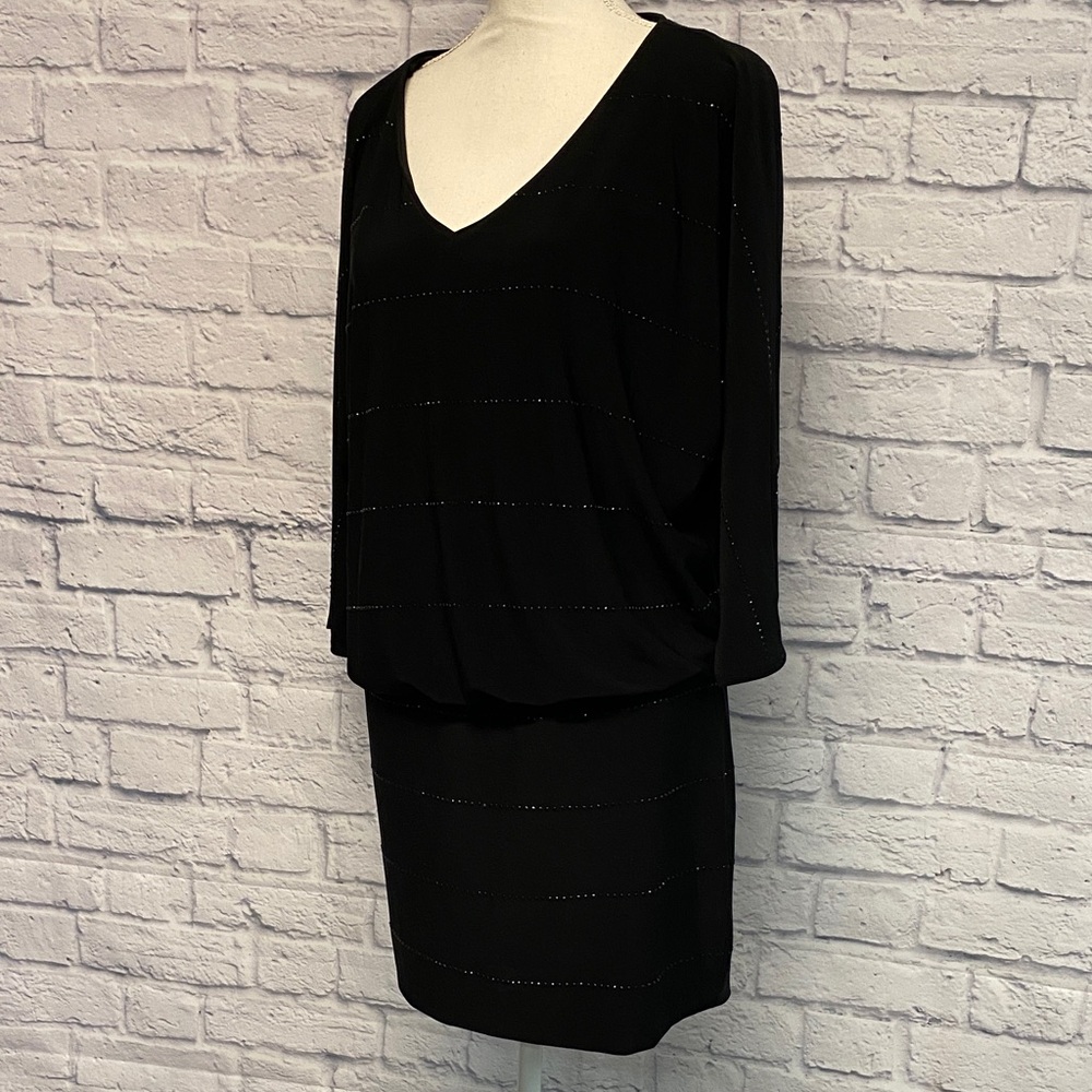 WHBM black studded dolman sleeve mini dress Size Small